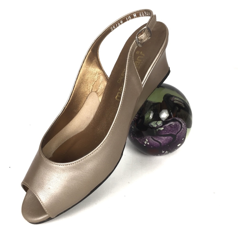 Magdesians soft pewter opentoe sling w/ lowheel 10